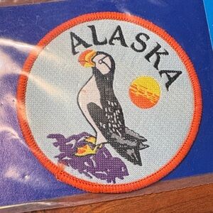 Vintage Alaska Bird Patch with Orange and Purple Accents